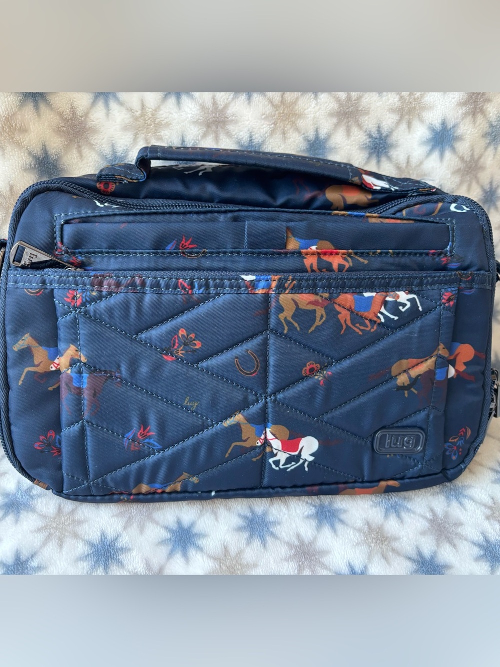 Lug Horses Navy Scoop cross body bag